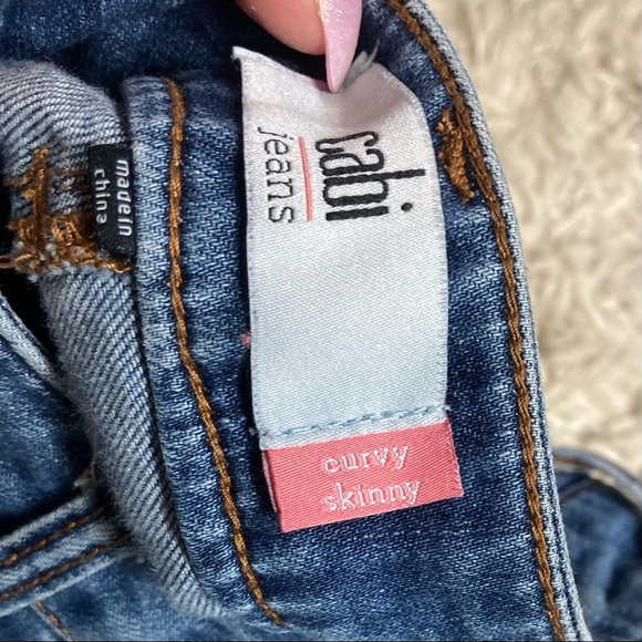 cAbi Distressed Skinny Curvy Medium Wash Jeans Size 8 in EUC - Picture 6 of 11